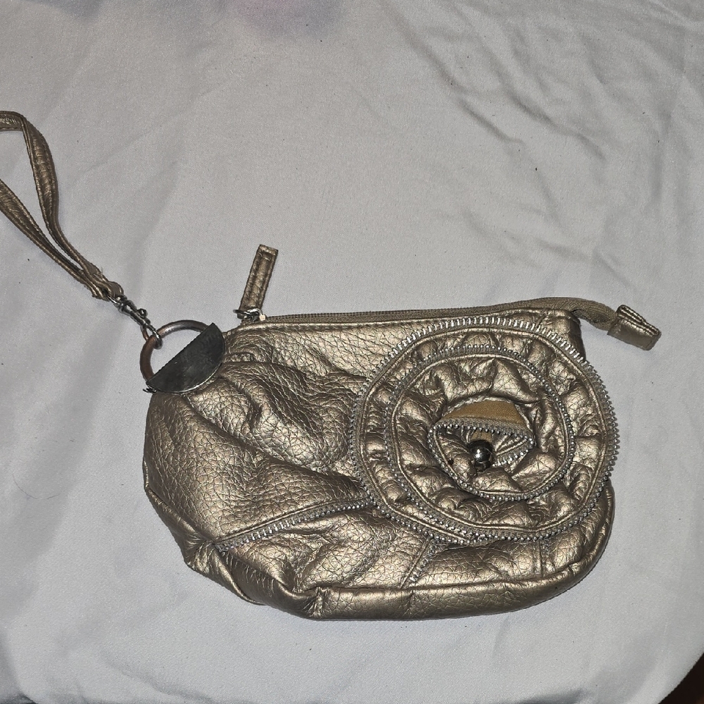 Chateau Metallic Gold Wristlet Clutch